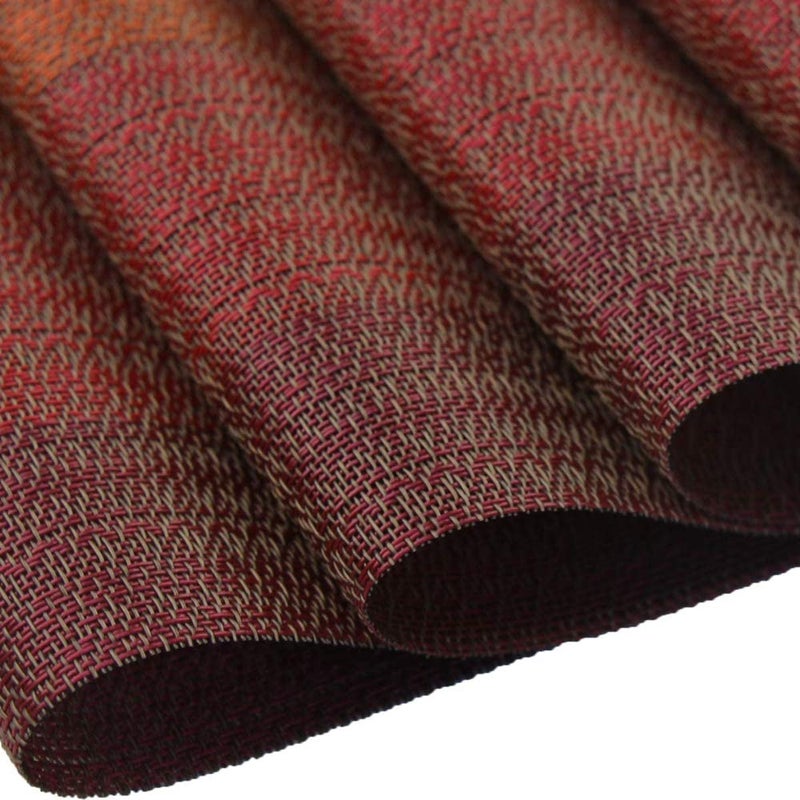 Misuhom Placemats with Table Runner Set Vinyl Woven Insulation Heat Resistant Kitchen Table Mats for Family Dinner,Outdoor or Indoor Parties,Farmhouse,Thanksgiving,Christmas & Gathering(Colorful Red) - Image 3
